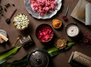 Flower petals, various roses and natural herbs used by Forest Essentials brand