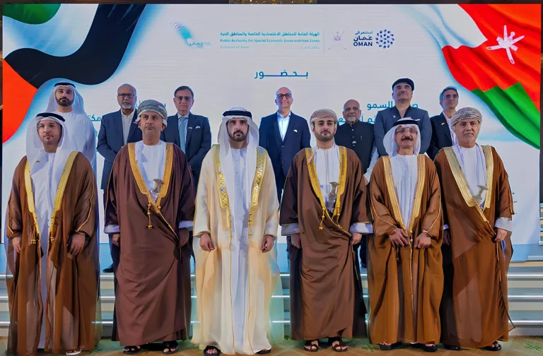 Nilesh Ved, Chairman of AppCorp and Owner of Apparel Group, alongside H.H. Sheikh Hamdan and H.H. Theyazan at the signing of the Al Rawdah Economic Zone agreement. A landmark UAE-Oman partnership to boost trade, logistics, and industrial growth. Phase One spans 14 sq. km, aligned with Dubai D33 and Oman Vision 2040.