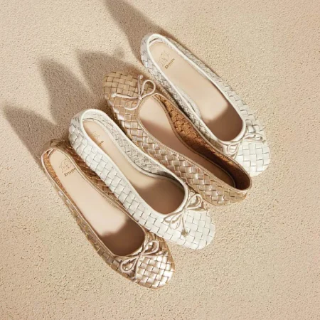 DUNE LONDON HEAT: Woven leather ballet flats with bow detail—timeless, feminine slip-ons designed for all-day comfort and effortless elegance.